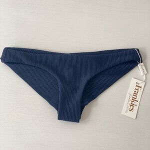 Frankies Bikinis Navy Greer Ribbed Bottom / NWT